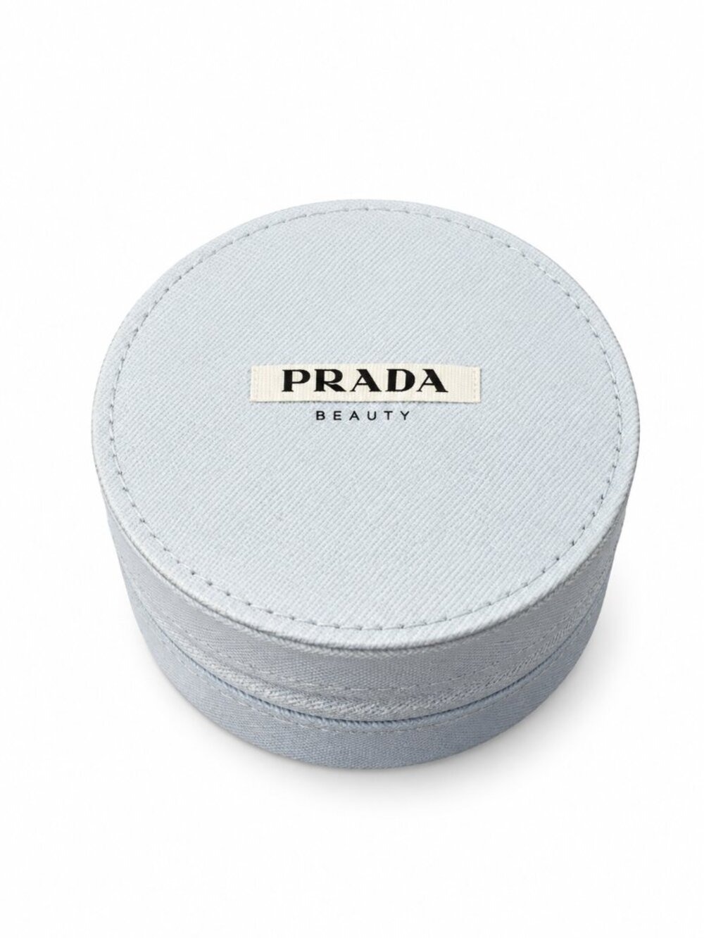Prada Beauty Light Blue Round Zip Pouch Cosmetic Case 0928